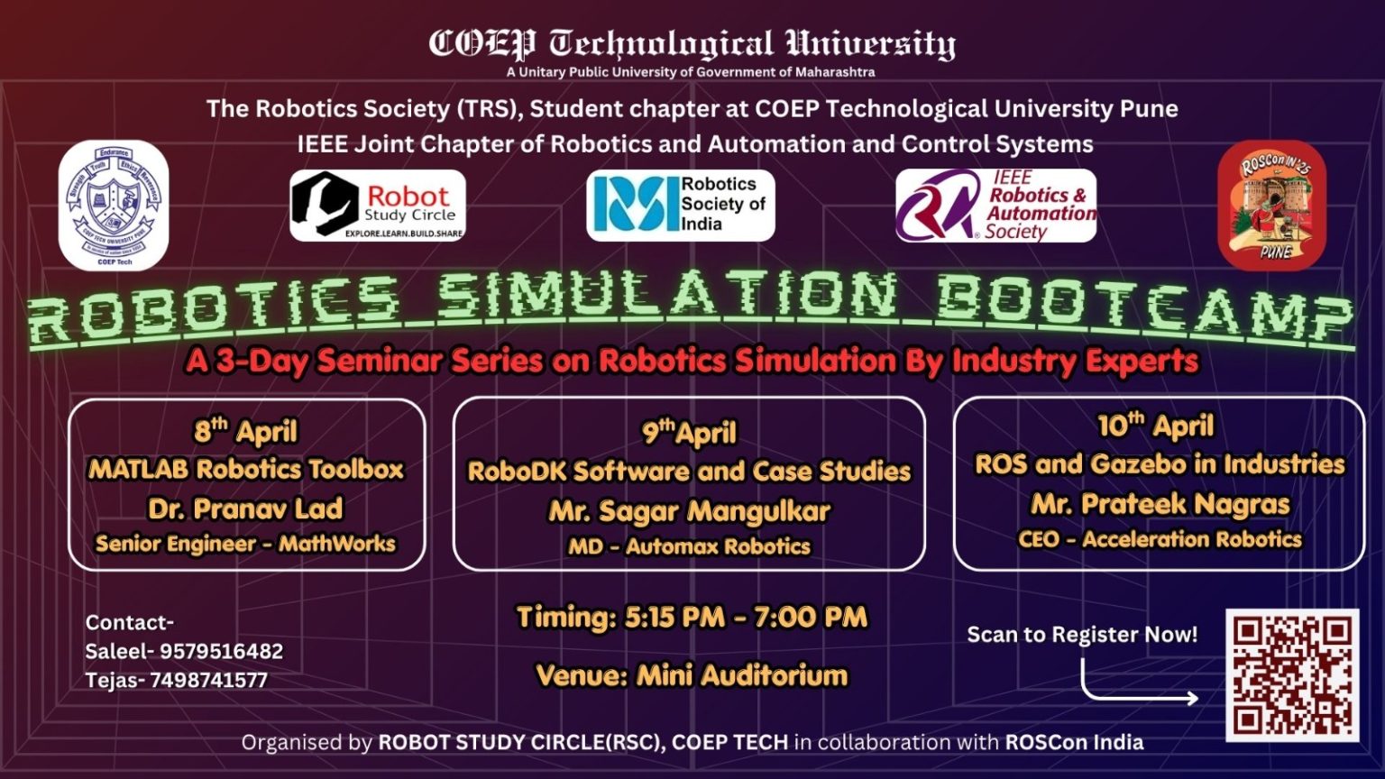 The Robotics Simulation Bootcamp – 8th to 10th April 2026 – COEP ...